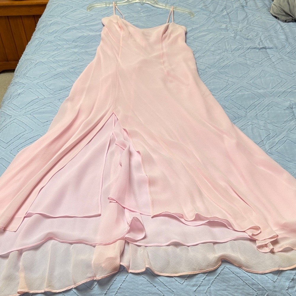 Elegant Silky Pretty in Pink Slip Dress, flows while you walk! Comfy soft sexy! - Picture 2 of 6